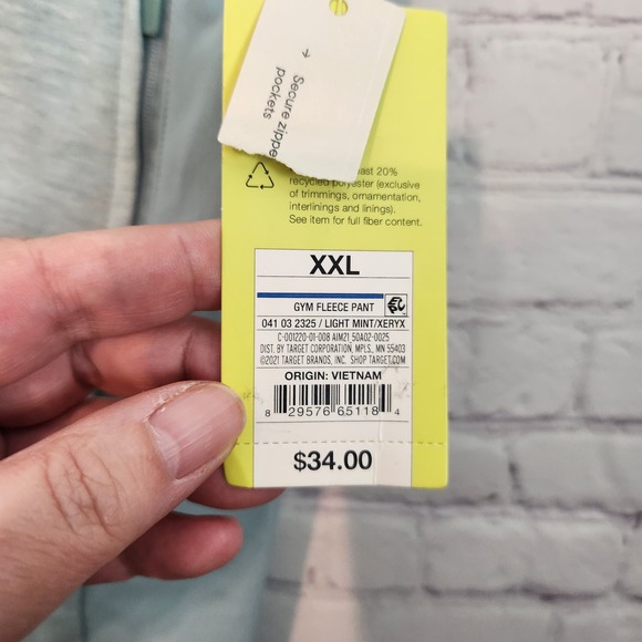 NWT All in Motion Mint Green Gym Fleece Pant Athletic Pull On Pant Women's XXL - Picture 5 of 11